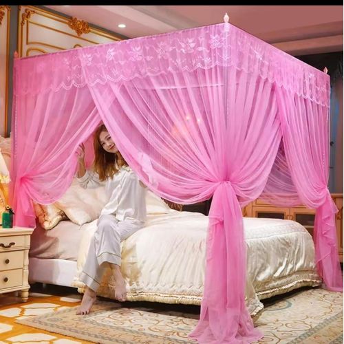 Moustiquaire chambre de princesse, rideaux de lit à poteaux, décoration de chambre double 120 x 200 cm/47 x 79