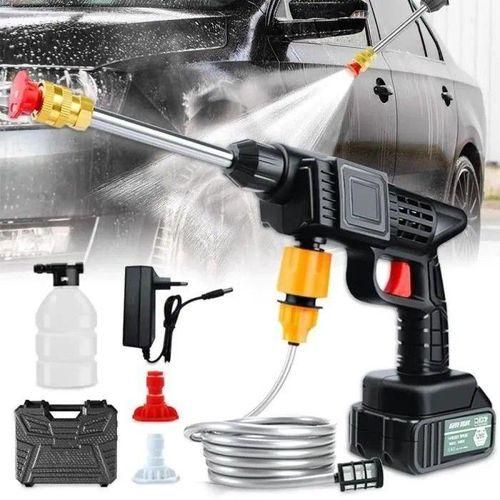 Pistolet à eau haute pression sans fil pour lavage de voiture, pistolet à eau pour nettoyage domestique, rechargeable, avec batterie, noir